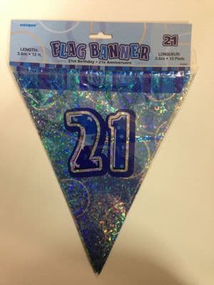 Glitz Blue 21st Bunting Banners