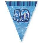 Glitz Blue 40th Bunting Banners