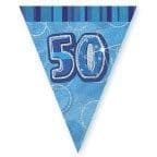 Glitz Blue 50th Bunting Banners