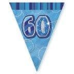 Glitz Blue 60th Bunting Banners