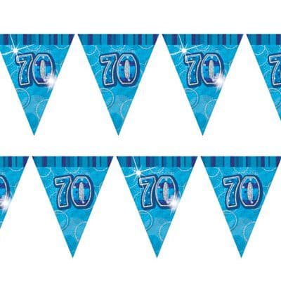 Glitz Blue 70th Bunting Banners