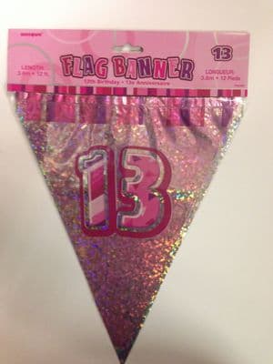 Glitz Pink 13th Bunting Banners