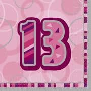 Glitz Pink 13th Happy Birthday Serviettes