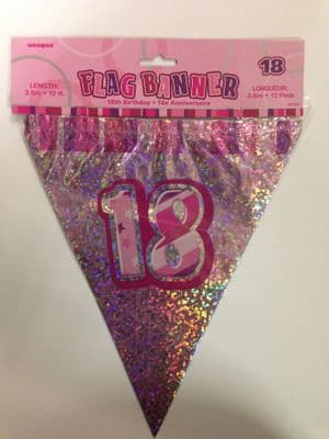 Glitz Pink 18th Bunting Banners