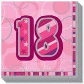 Glitz Pink 18th Happy Birthday Serviettes