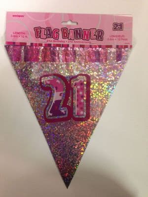 Glitz Pink 21st Bunting Banners