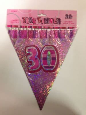 Glitz Pink 30th Bunting Banners