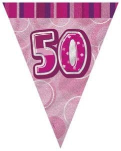 Glitz Pink 50th Bunting Banners