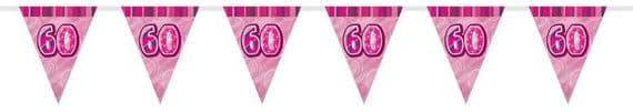 Glitz Pink 60th Bunting Banners