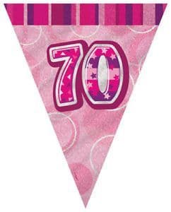 Glitz Pink 70th Bunting Banners