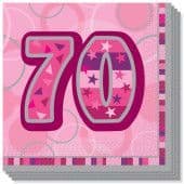 Glitz Pink 70th Happy Birthday Serviettes