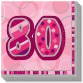 Glitz Pink 80th Happy Birthday Serviettes