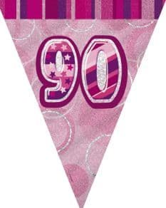 Glitz Pink 90th Bunting Banners