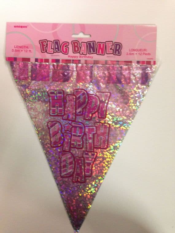 Glitz Pink Happy Birthday Bunting Banners