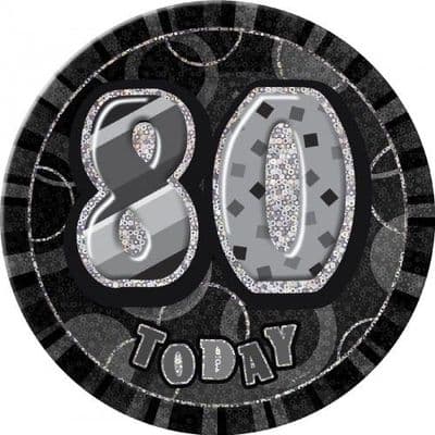 Happy Birthday 80th Black Glitz Badge 6