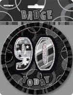 Happy Birthday Black 90th Glitz Badge 6