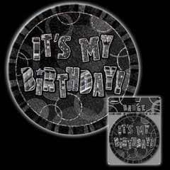 Happy Birthday Black Glitz Badge 6