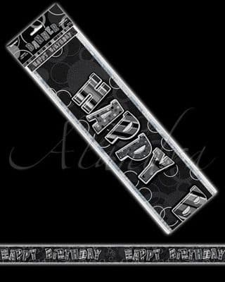 Happy Birthday Glitz Range Black Long Banners