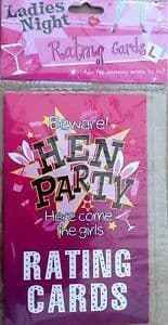 Hen Party Rating Cards 10 in Pack