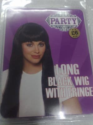Long Black Wig with Fringe