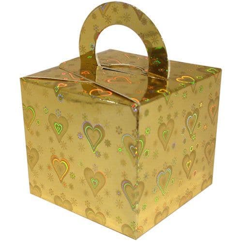 Metallic Gold Hearts Card Box Weight x 1