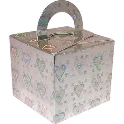 Metallic Silver Hearts Card Box Weight x 1