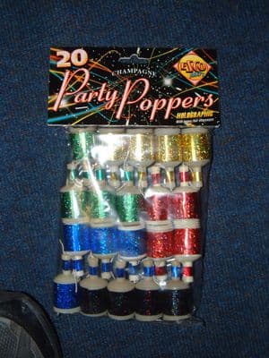 Multicoloured Holographic Party Poppers x 20