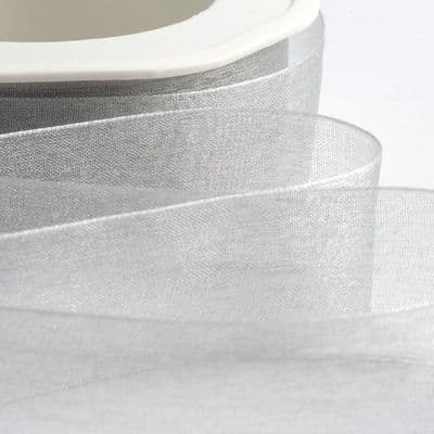 Organza Ribbon 25mm Silver
