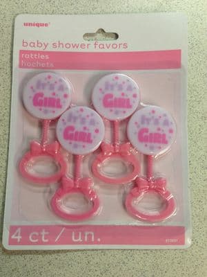 Pink Baby Shower Rattles