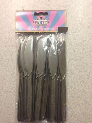 Silver Plastic Knives 24's