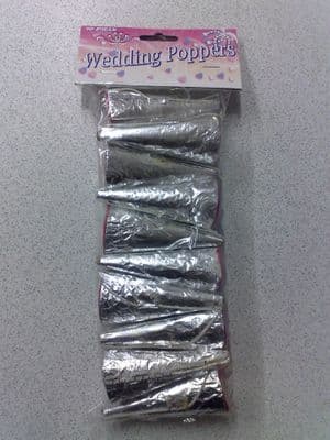 Silver Wedding Cone Party Poppers