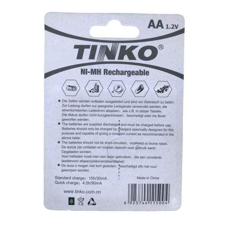 AA 300mAh Rechargeable Batteries Tinko