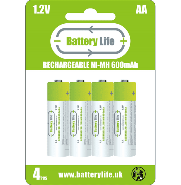 AA 600mAh Rechargeable Batteries - Battery Life