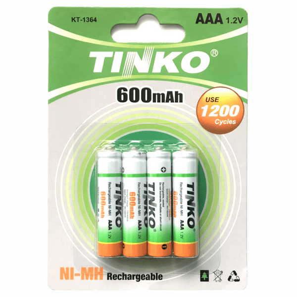 AAA 600mAh Rechargeable Batteries - Tinko