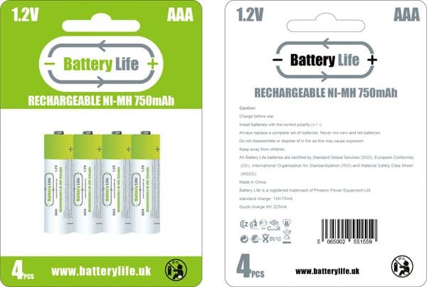 AAA 750mAh Rechargeable Batteries - Battery Life
