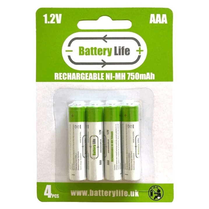 AAA 750mAh Rechargeable Batteries Battery Life