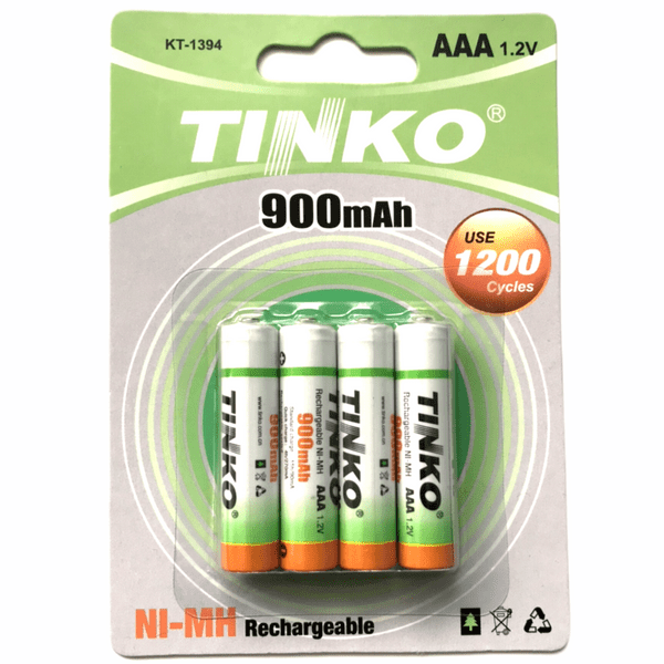 AAA 900mAh Rechargeable Batteries - Tinko
