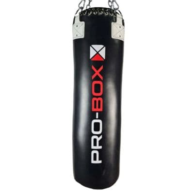 Pro-Box 'Champ' Leather Hybrid 4ft Punch Bag Black/White + Chain