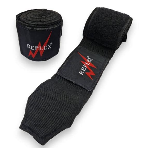 Reflex Elasticated Hand Wraps 400cm Black | Boxing Handwraps | Reflex UK