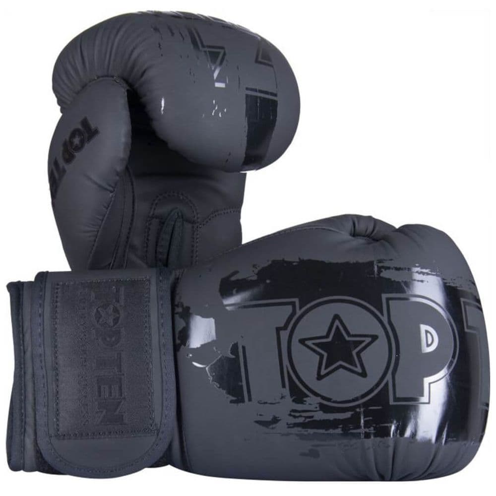 Top Ten Boxing Gloves Power Ink Black 'n' Black 10oz & 12oz Reflex UK