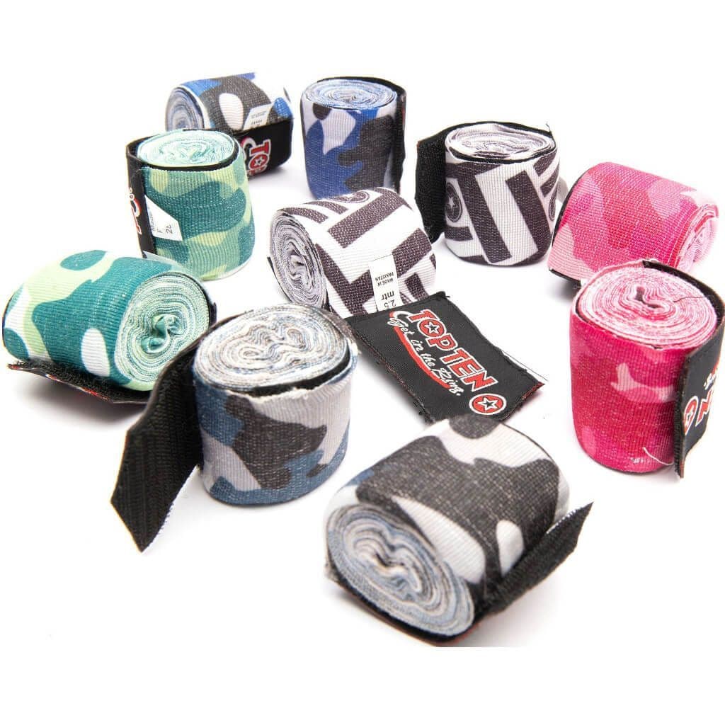 Patterned Hand Wraps TOP TEN Elasticated Hand Wraps 'Military' | Boxing Handwraps | Reflex UK