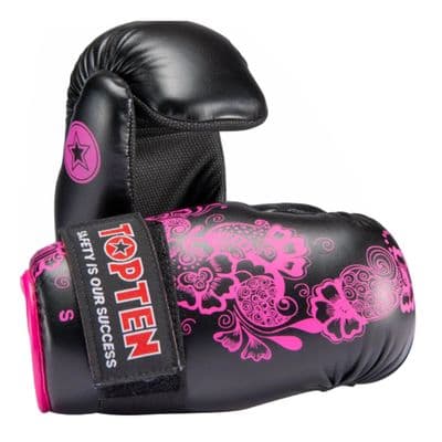 TOP TEN Flowers Pointfighter Gloves Black/Pink