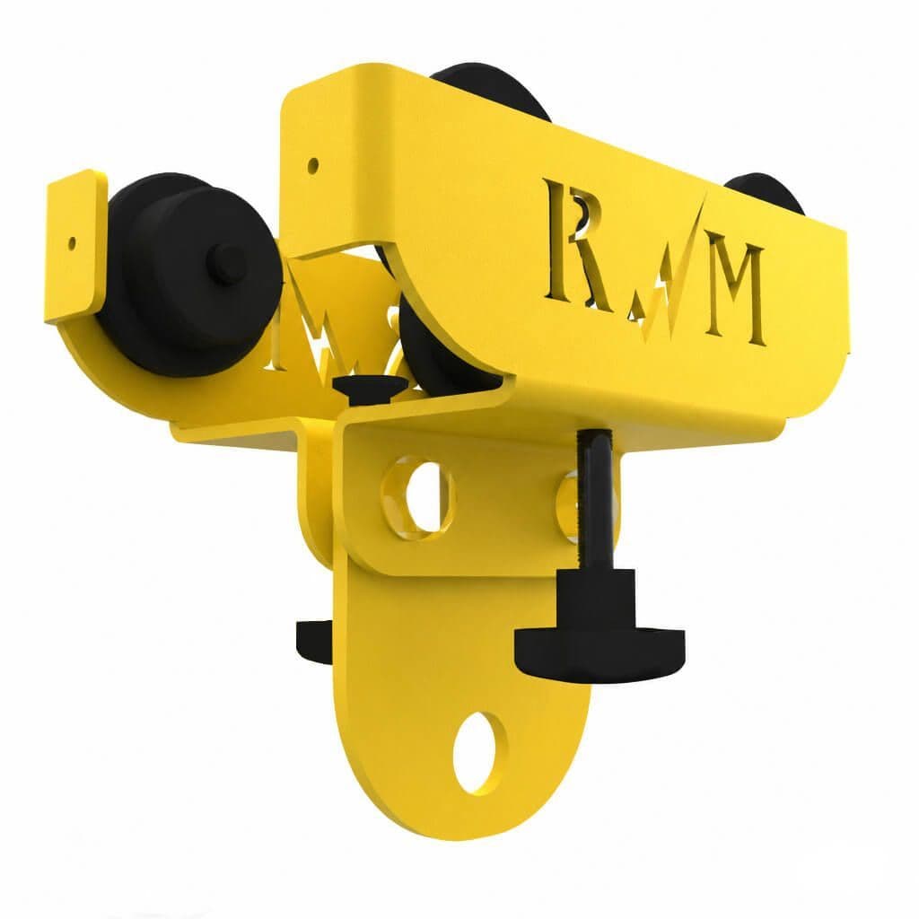 Image of punch bag roller mount in customised yellow colour.