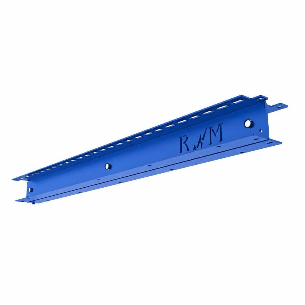 Image of straight punch bag roller mount track in customised blue colour.