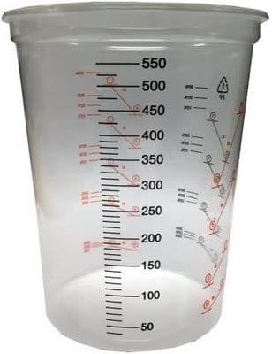 Clear Plastic Car Paint Mixing Cups x 50 600ml