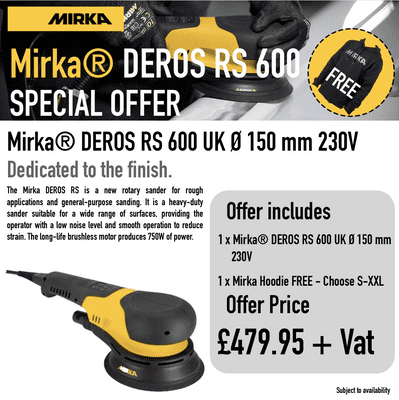 Mirka® DEROS RS 600 UK Ø 150 mm 230V with FREE Hoodie