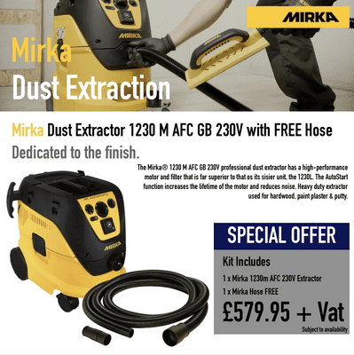 Mirka Dust Extractor 1230 M AFC GB 230V with FREE Hose