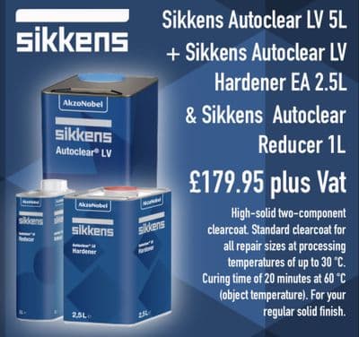 Sikkens Autoclear LV 5L + Autoclear LV Hardener EA 2.5L  & Autoclear Reducer 1L Kit