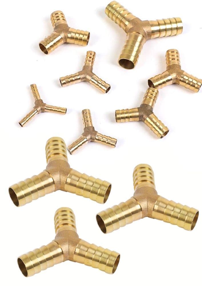 Brass Y Hose Joiner Barbed Splitter Connector Air Fuel Water Pipe Gas