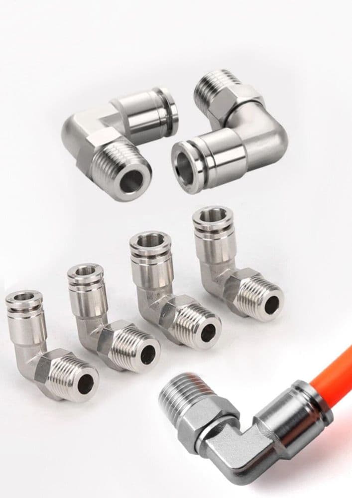 Metal Metric Swivel Elbow Push Fit Bspt Taper Threads Metric Push Fittings